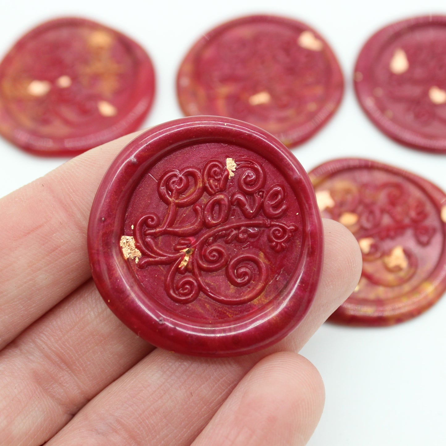 5 x 'Love' - Self Adhesive Seals