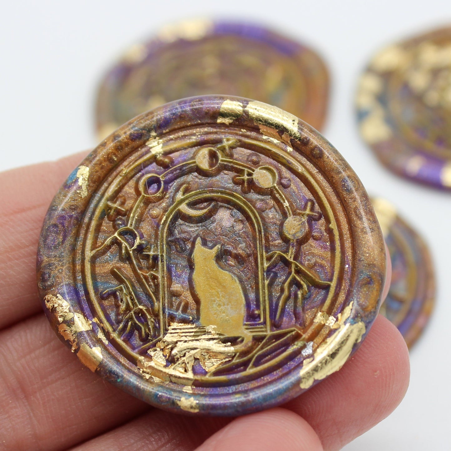 5 x Mystical Cat Design - Self Adhesive Seals