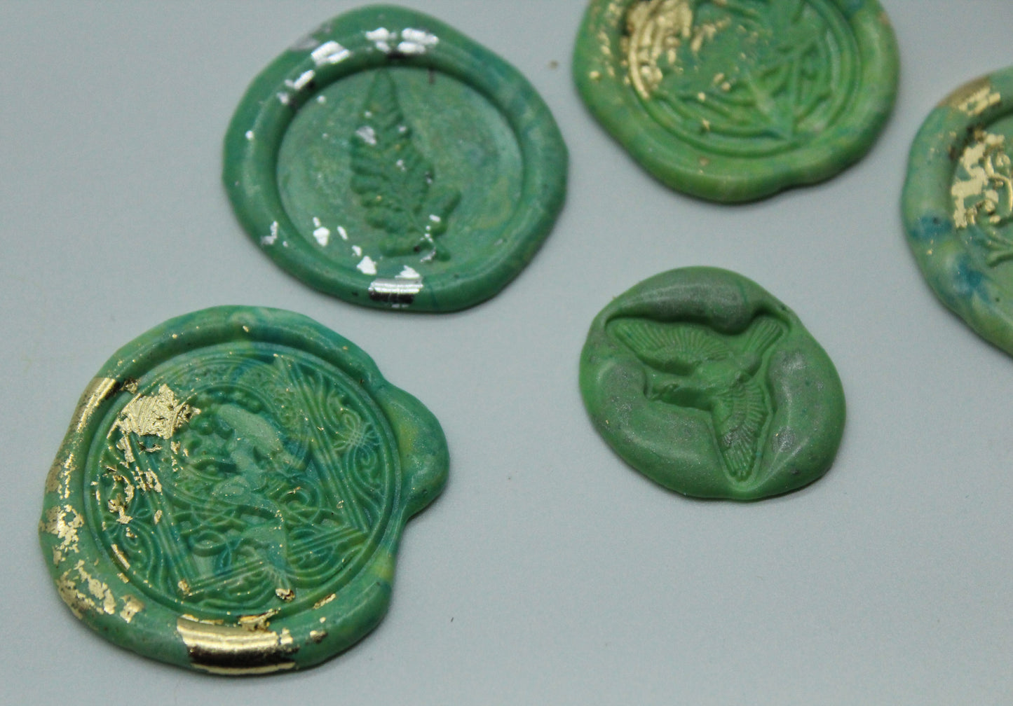 5 x Mix - Love, Fern, Dragon Fly, Bird, Mermaid - Self Adhesive Seals