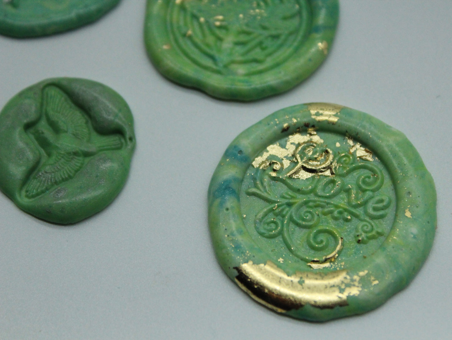 5 x Mix - Love, Fern, Dragon Fly, Bird, Mermaid - Self Adhesive Seals