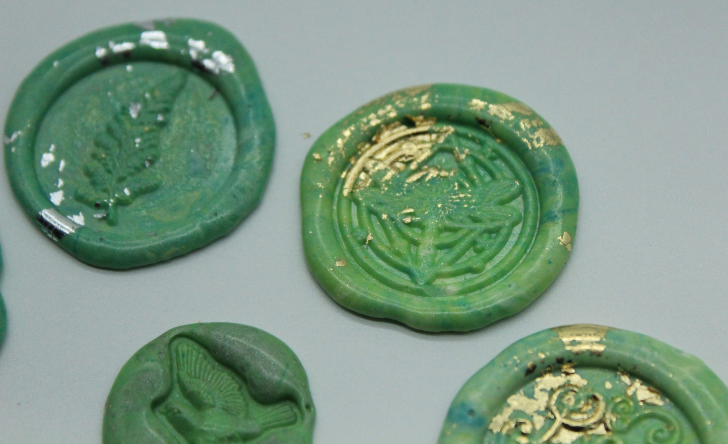 5 x Mix - Love, Fern, Dragon Fly, Bird, Mermaid - Self Adhesive Seals