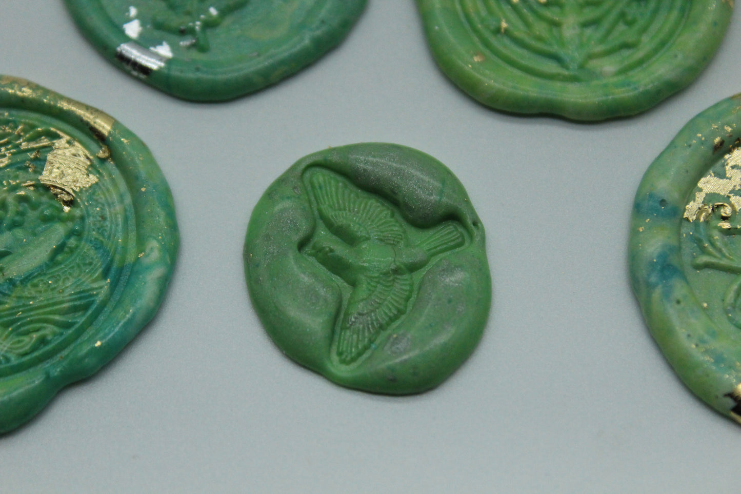 5 x Mix - Love, Fern, Dragon Fly, Bird, Mermaid - Self Adhesive Seals