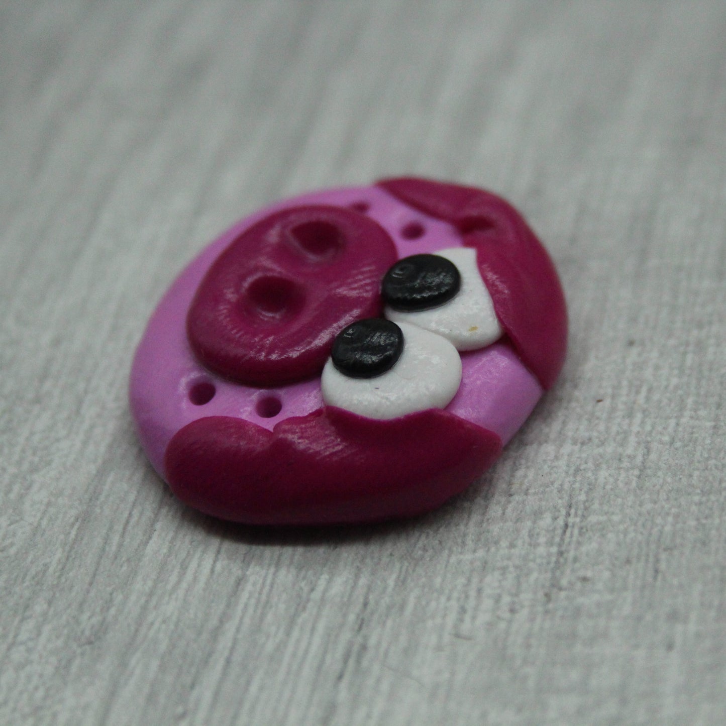 Pig face polymer clay button