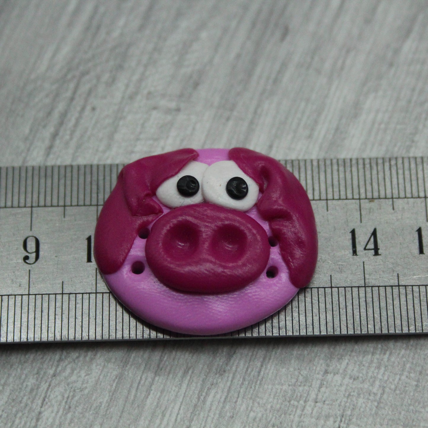 Pig polymer clay button
