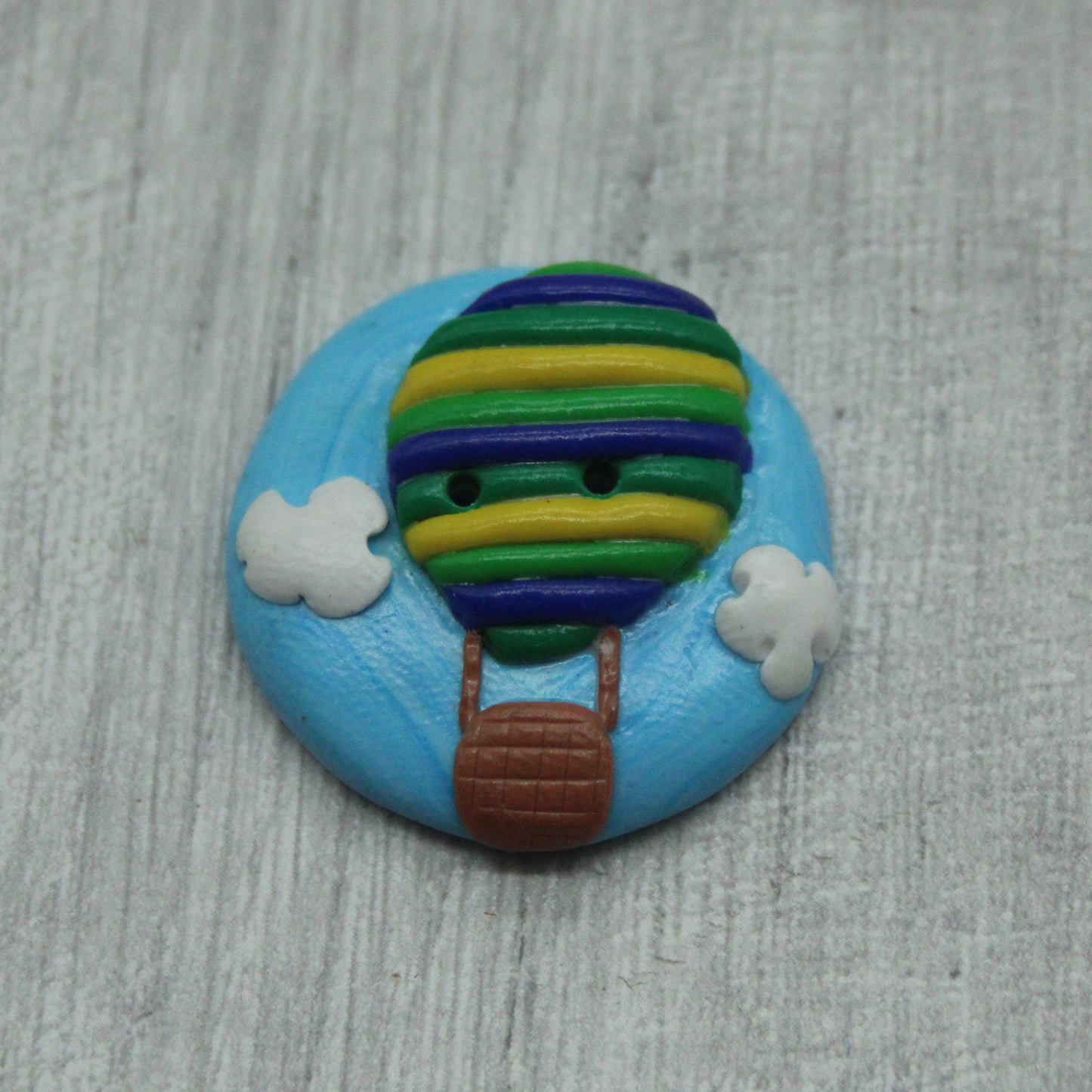 Hot air balloon polymer clay button