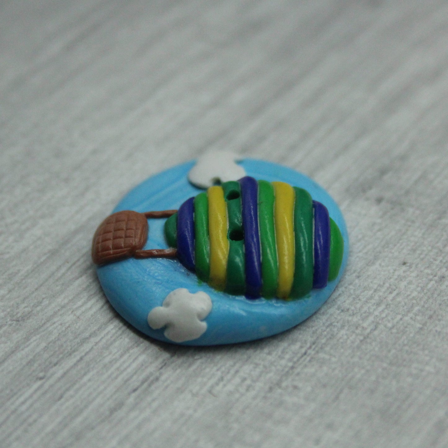 Hot air balloon polymer clay button