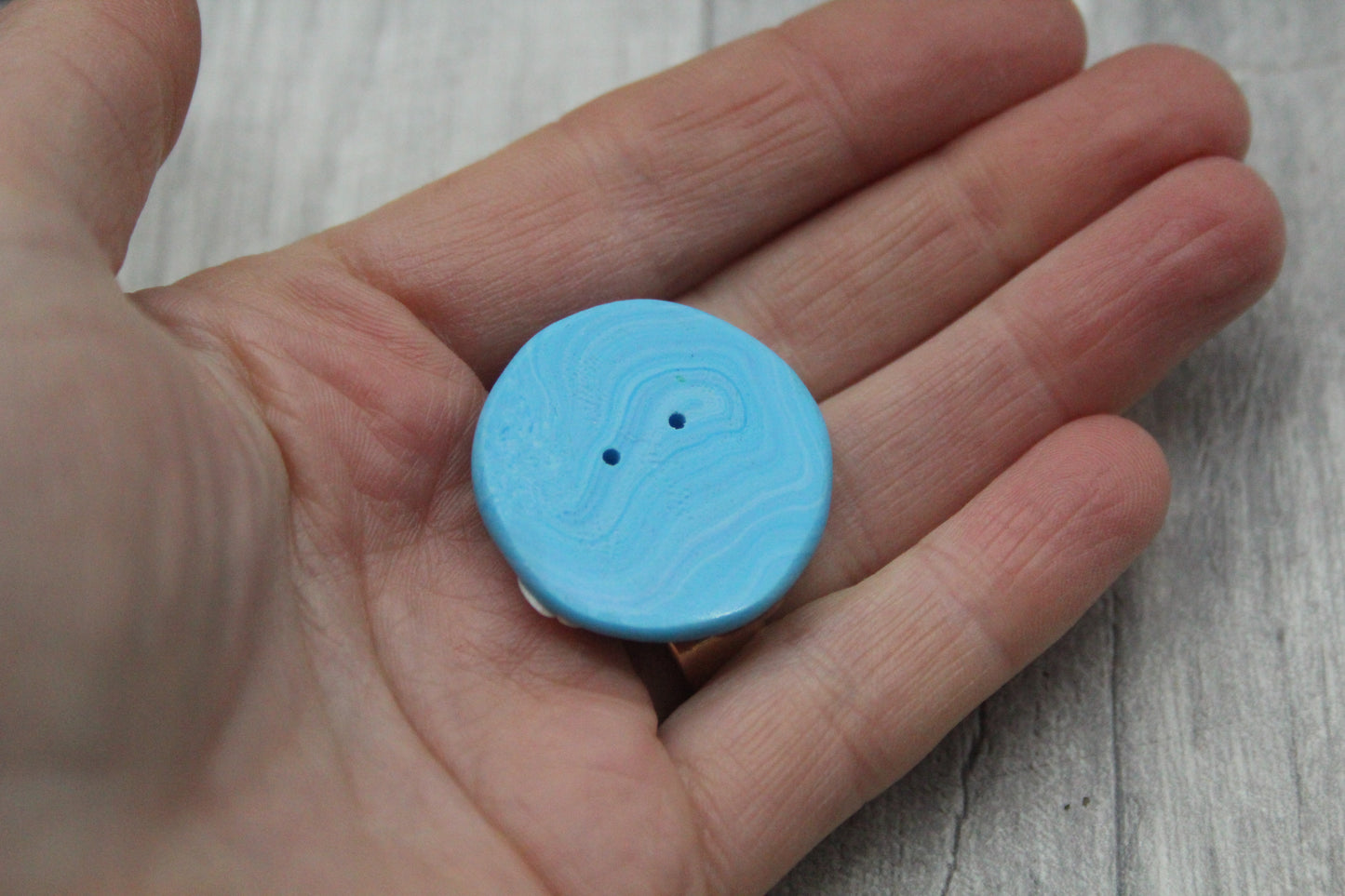 Hot air balloon polymer clay button