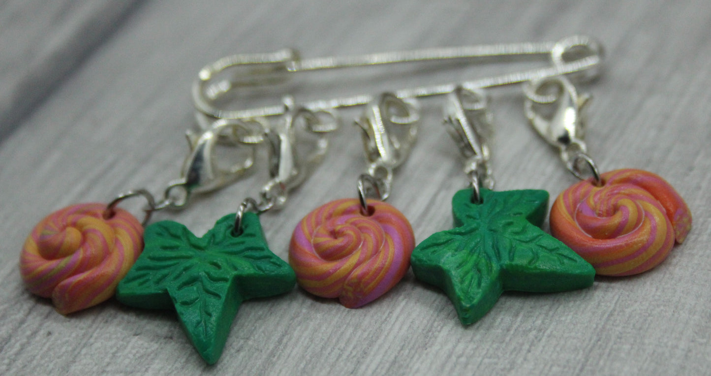 Stitch Keepers - Set of 5 - Leaves and swirls