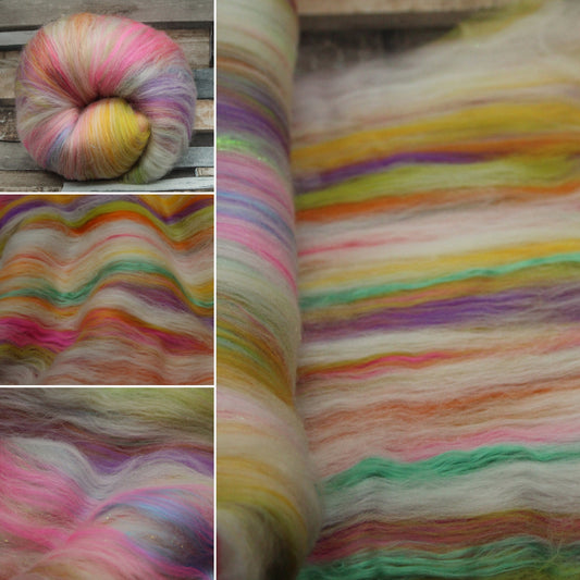 Merino Art Batt  -  White - 144 grams 5 oz - Wool for felting, spinning and weaving