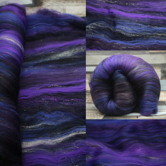 Art Batt  - Purple  - 134 grams 4.7 oz - Wool for felting, spinning and weaving