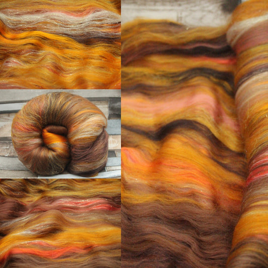 Art Batt  - Brown  - 133 grams 4.6 oz - Wool for felting, spinning and weaving