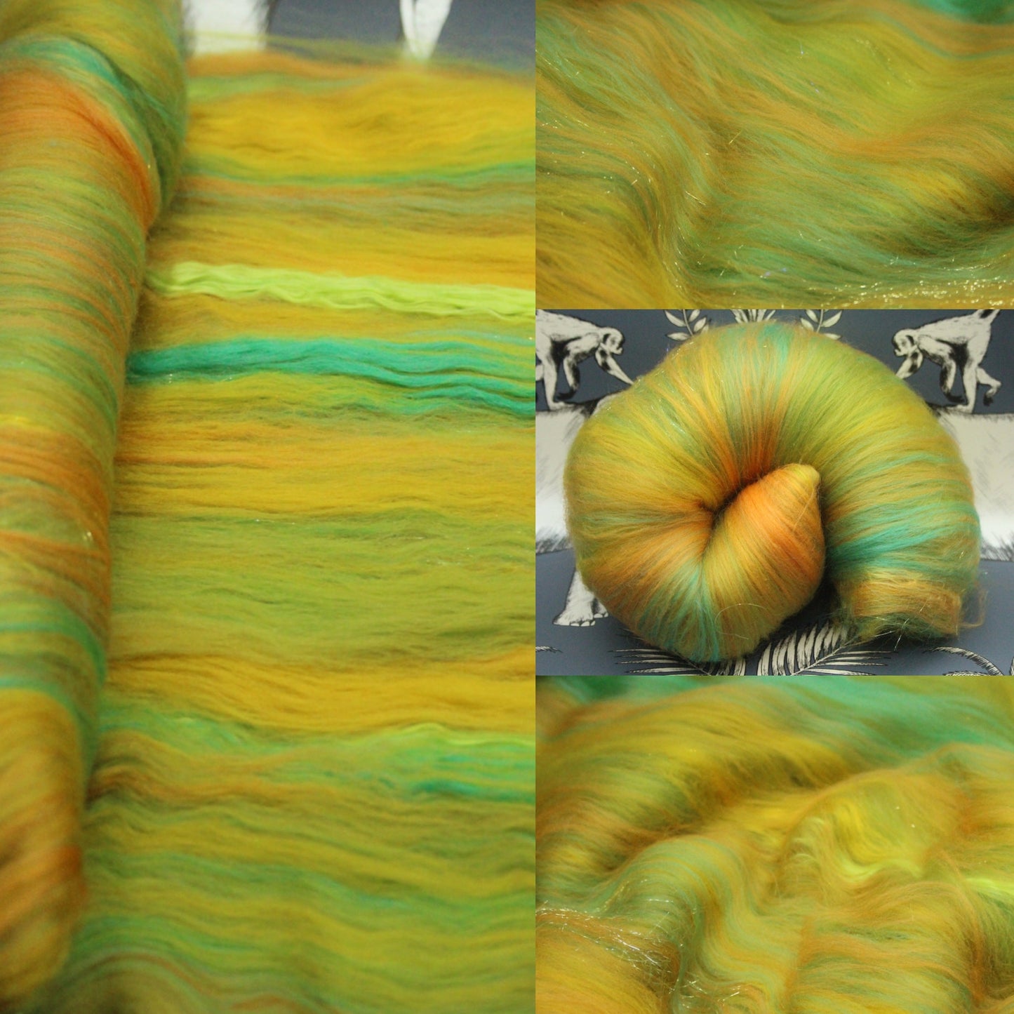 Merino Art Batt  - Yellow Green - 122 grams 4.3 oz - Wool for felting, spinning and weaving