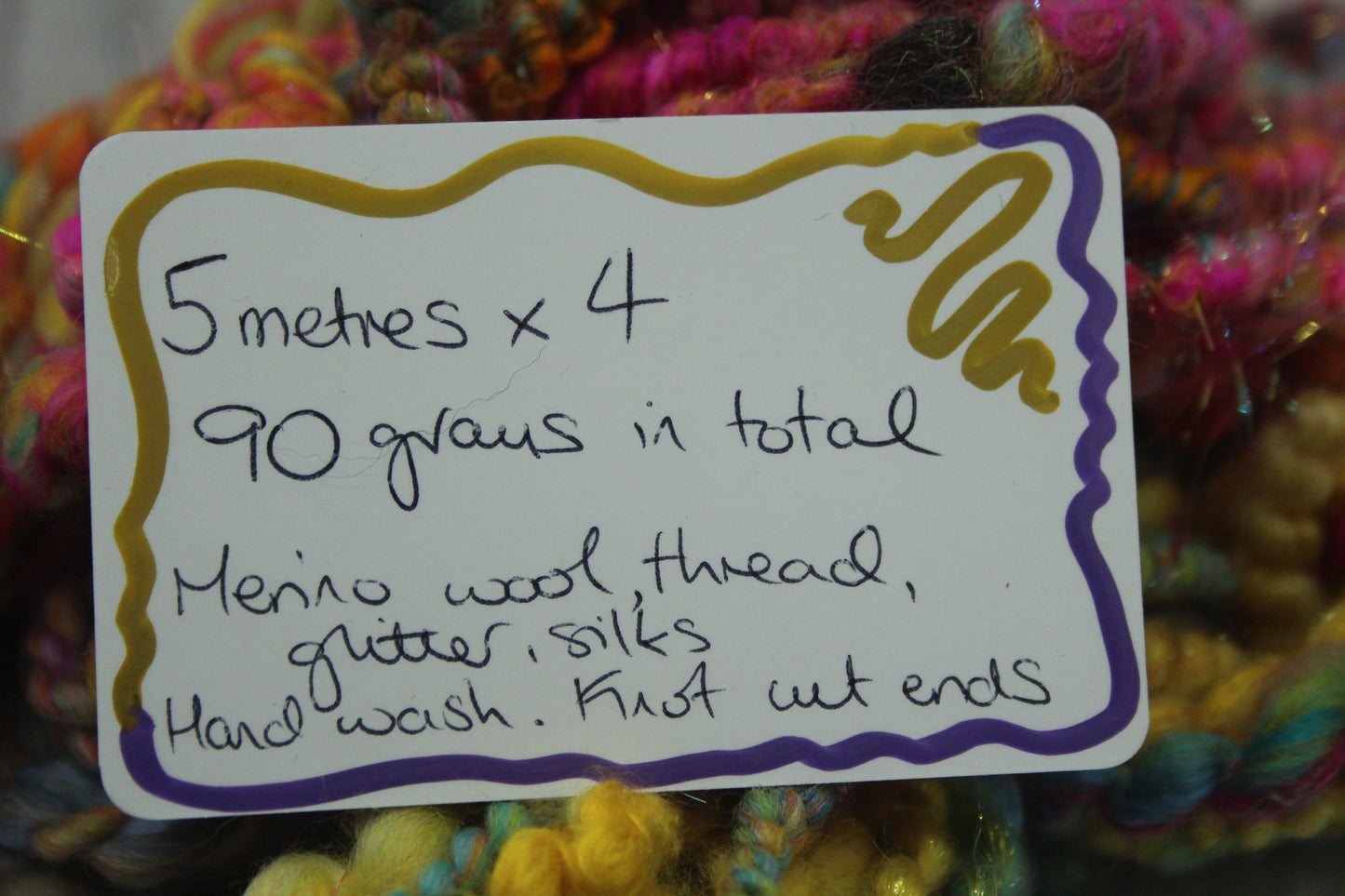 Art yarn packs for fibre crafts - 20 metres 90 grams