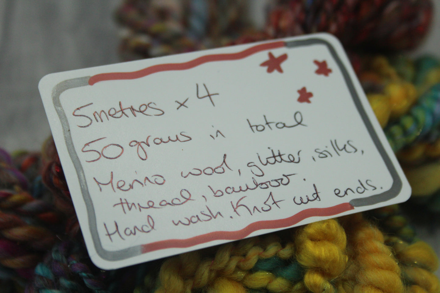 Art yarn packs for fibre crafts - 20 metres 50 grams