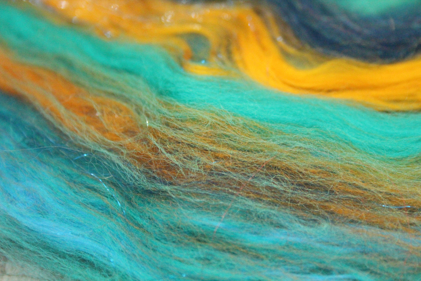 Merino Art Batt  - Green Blue Brown  -  56 grams 1.9 oz - Wool for felting, spinning and weaving