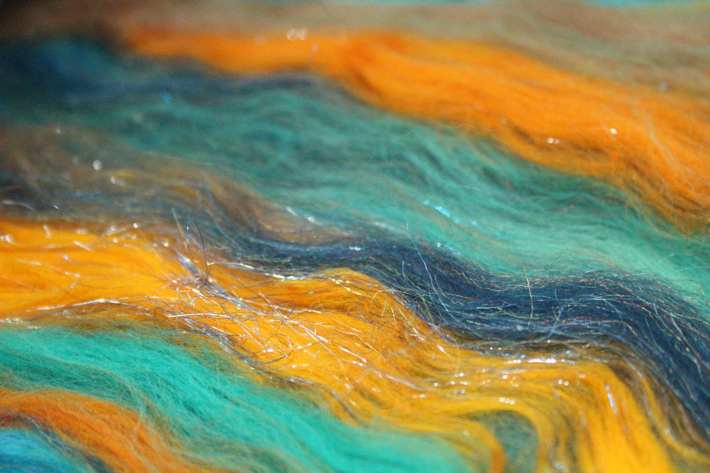 Merino Art Batt  - Green Blue Brown  -  56 grams 1.9 oz - Wool for felting, spinning and weaving