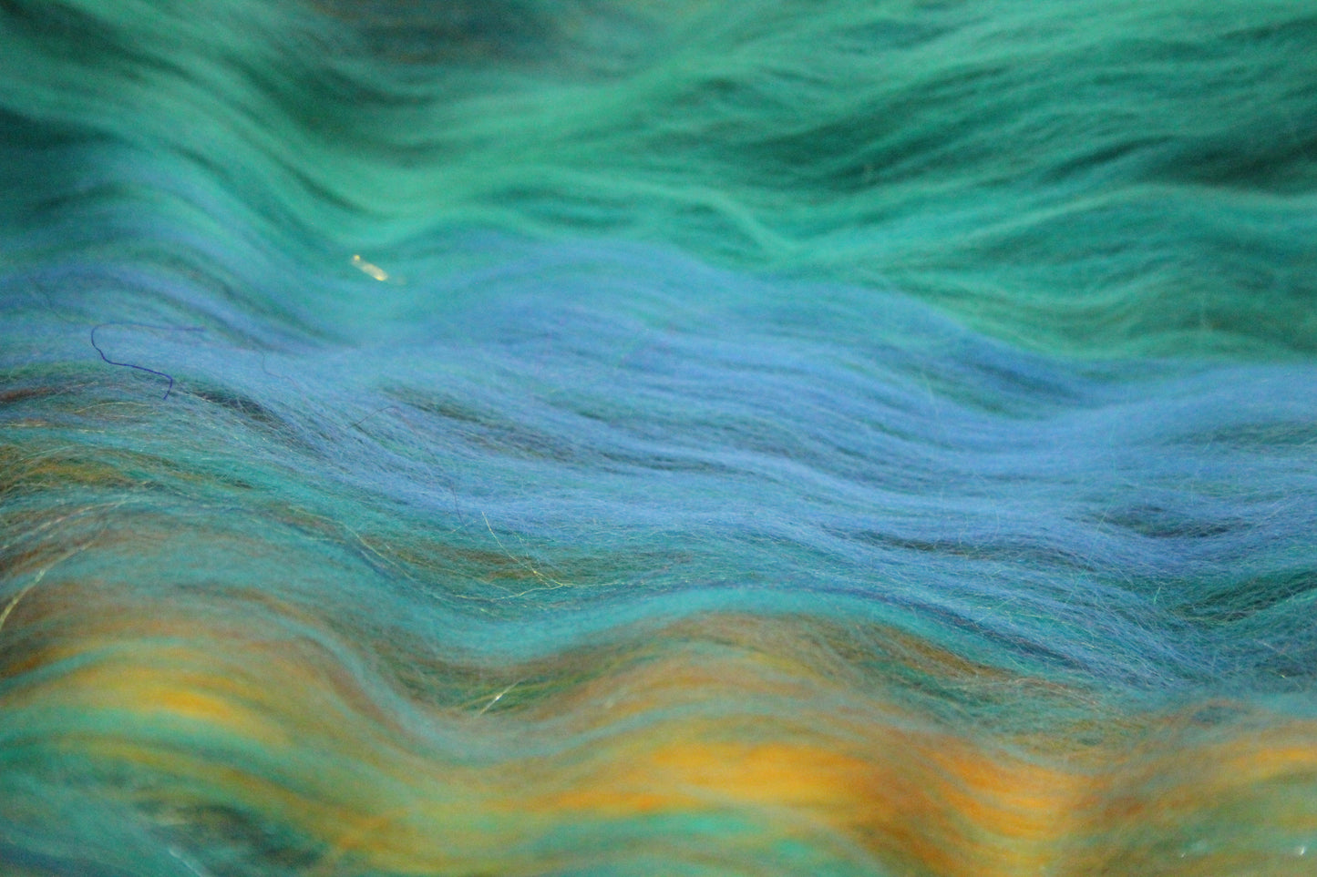 Merino Art Batt  - Green Blue Brown  -  56 grams 1.9 oz - Wool for felting, spinning and weaving