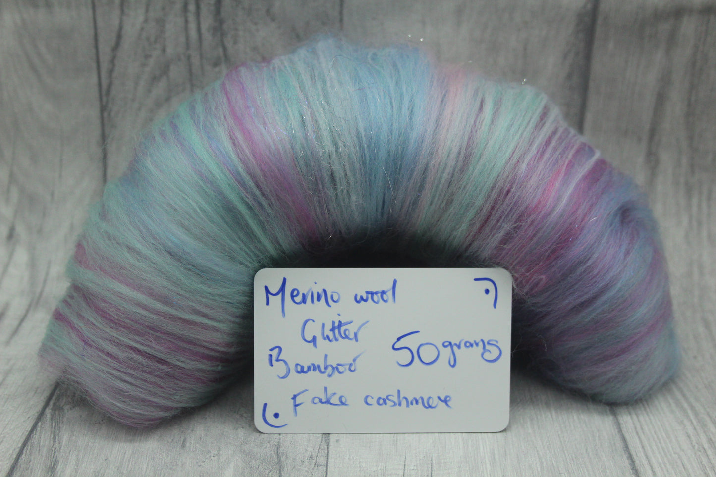 Merino Art Batt  - Blue Pink -  50 grams 1.7 oz - Wool for felting, spinning and weaving