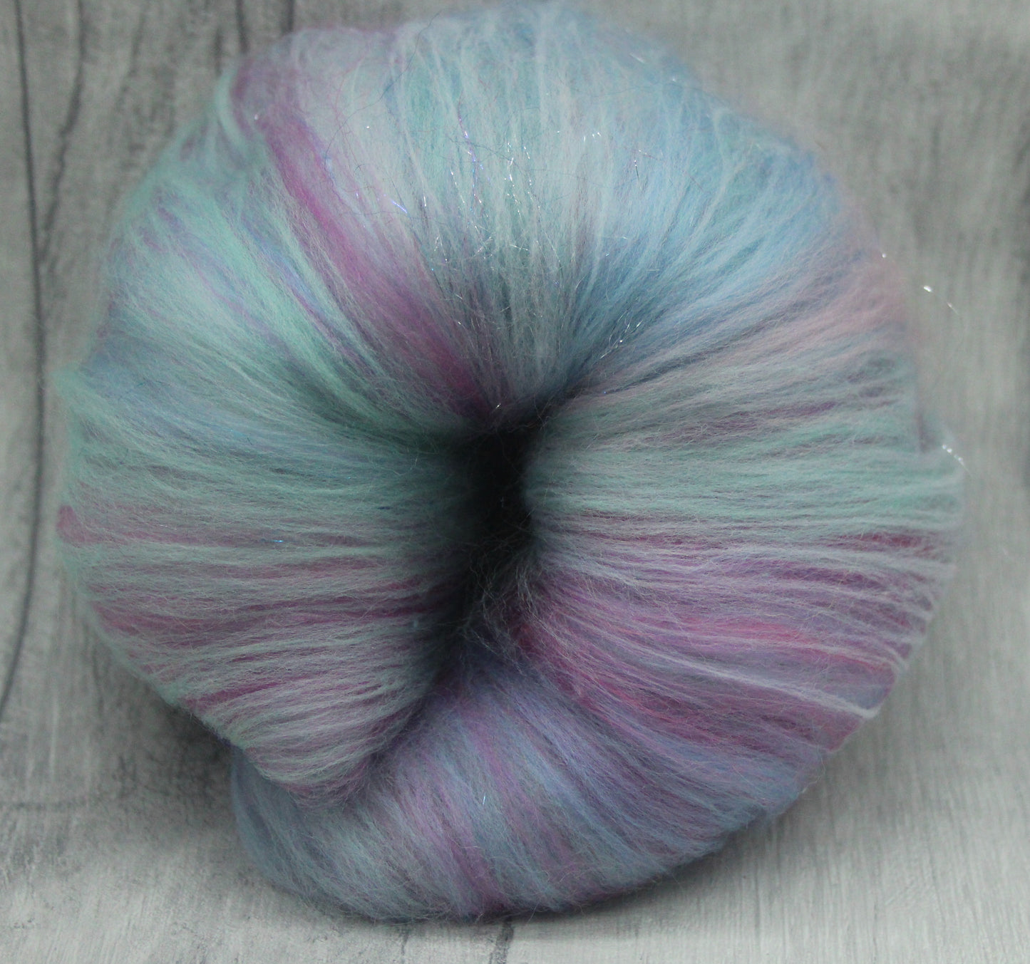 Merino Art Batt  - Blue Pink -  50 grams 1.7 oz - Wool for felting, spinning and weaving