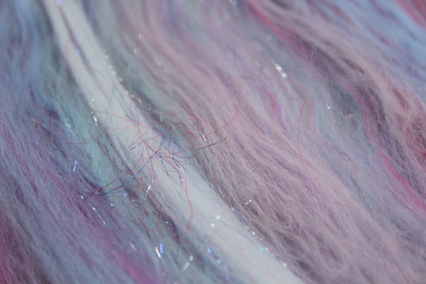 Merino Art Batt  - Blue Pink -  50 grams 1.7 oz - Wool for felting, spinning and weaving