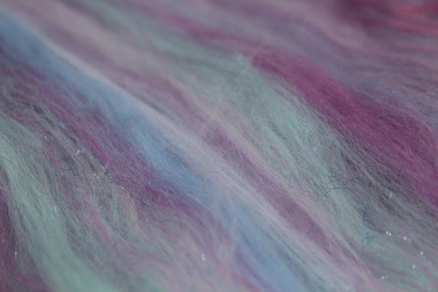 Merino Art Batt  - Blue Pink -  50 grams 1.7 oz - Wool for felting, spinning and weaving
