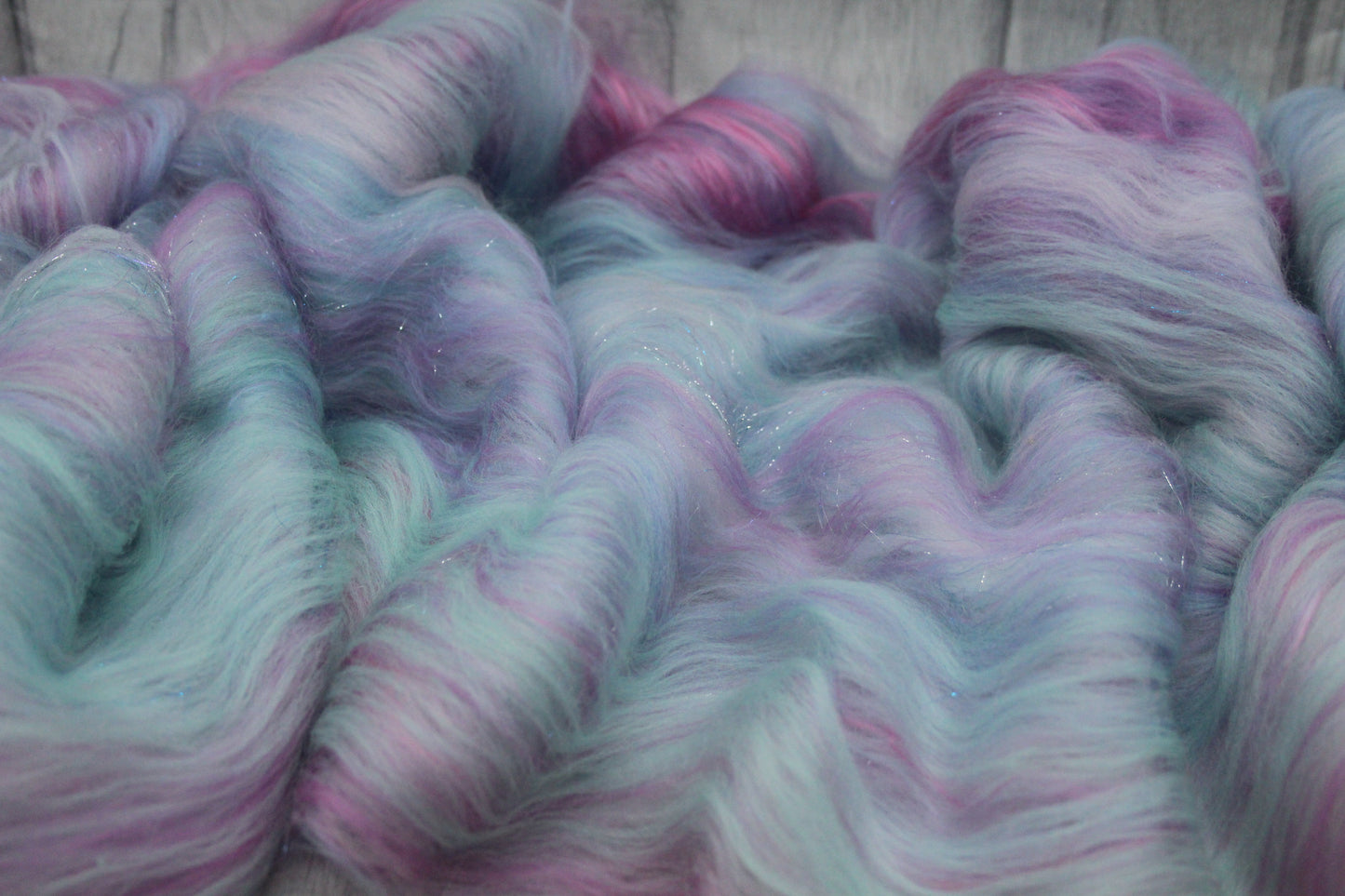Merino Art Batt  - Blue Pink -  50 grams 1.7 oz - Wool for felting, spinning and weaving