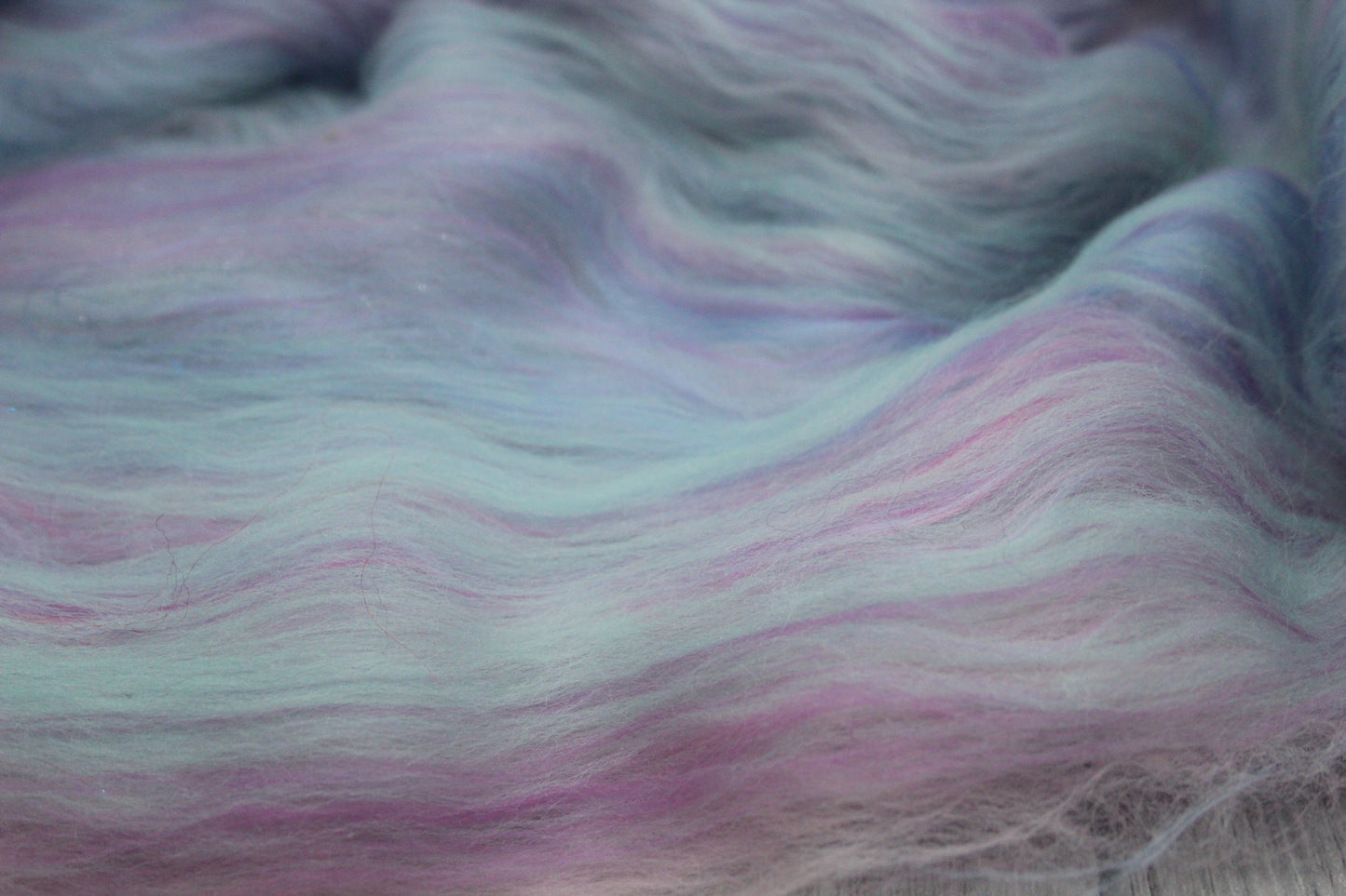 Merino Art Batt  - Blue Pink -  50 grams 1.7 oz - Wool for felting, spinning and weaving