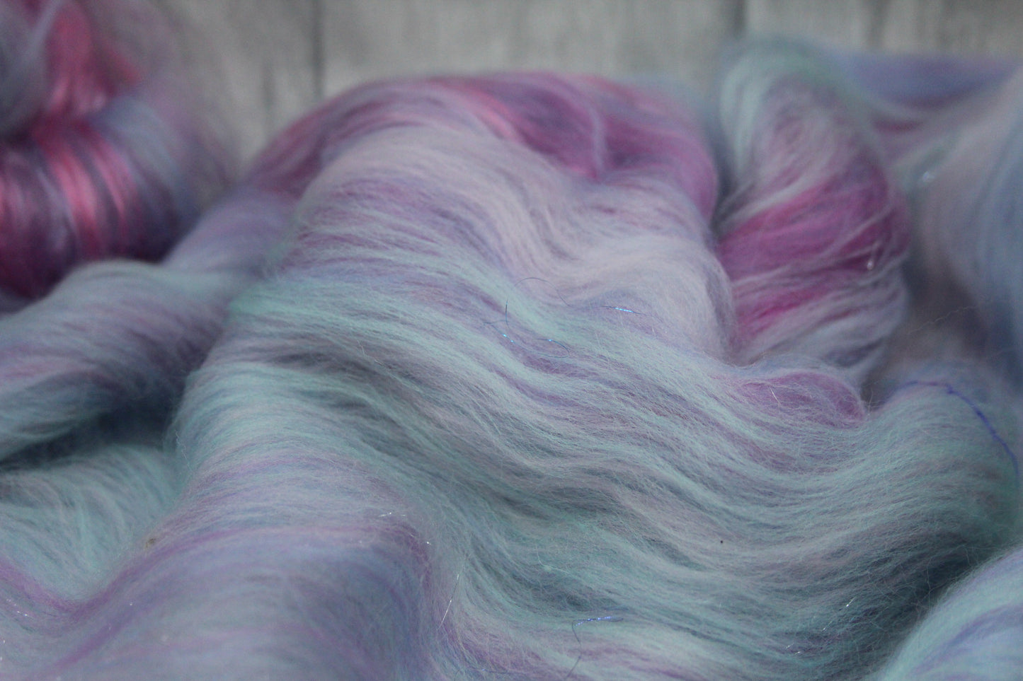 Merino Art Batt  - Blue Pink -  50 grams 1.7 oz - Wool for felting, spinning and weaving