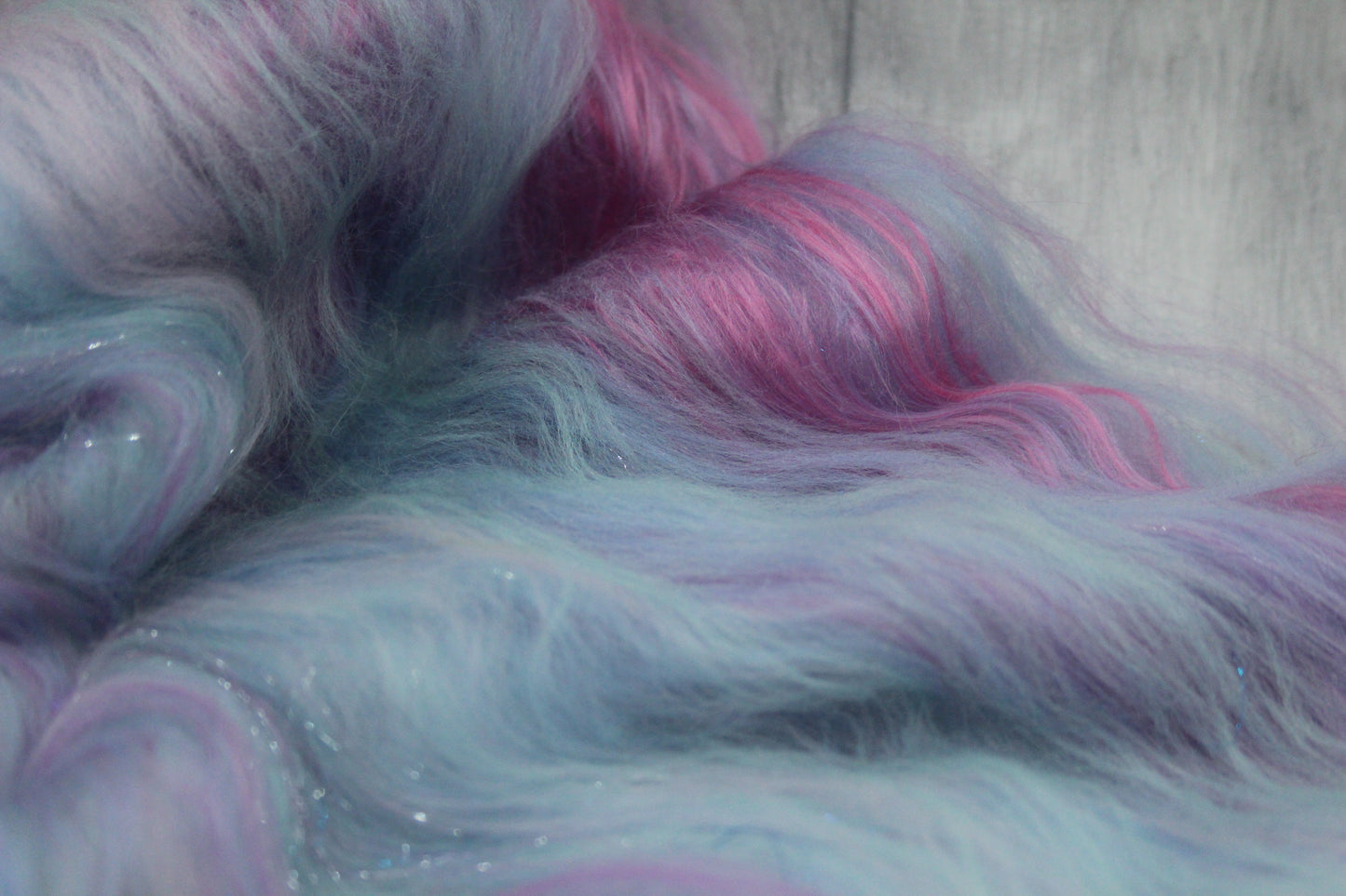 Merino Art Batt  - Blue Pink -  50 grams 1.7 oz - Wool for felting, spinning and weaving