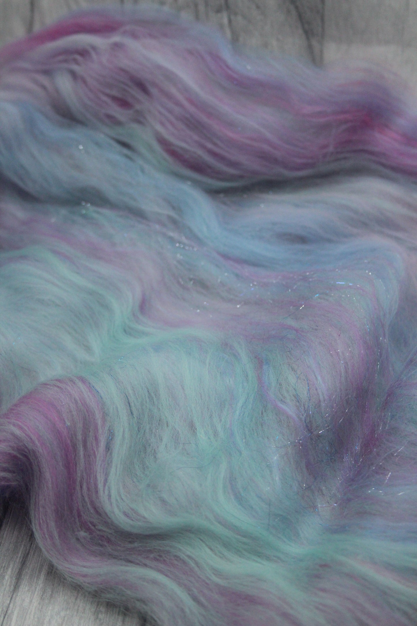 Merino Art Batt  - Blue Pink -  50 grams 1.7 oz - Wool for felting, spinning and weaving