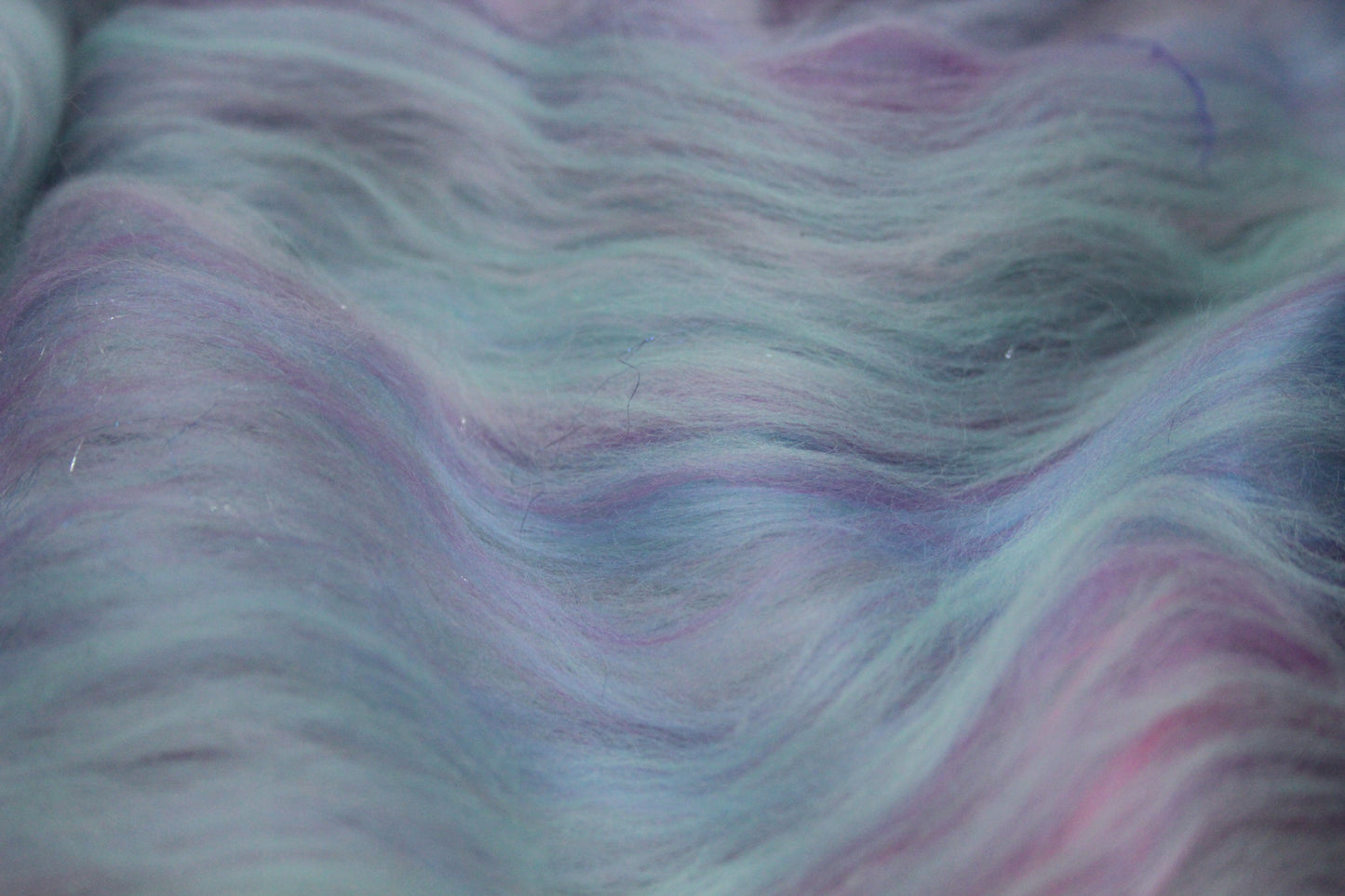 Merino Art Batt  - Blue Pink -  50 grams 1.7 oz - Wool for felting, spinning and weaving