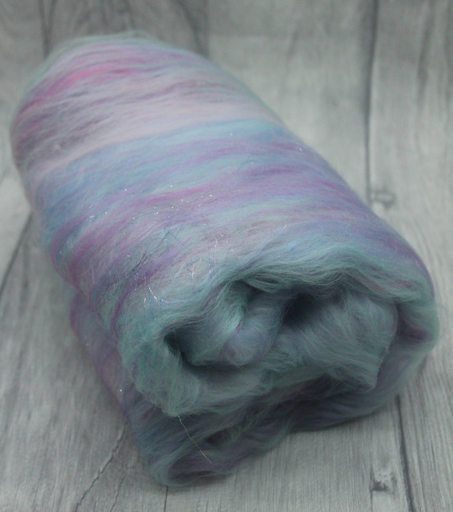 Merino Art Batt  - Blue Pink -  50 grams 1.7 oz - Wool for felting, spinning and weaving