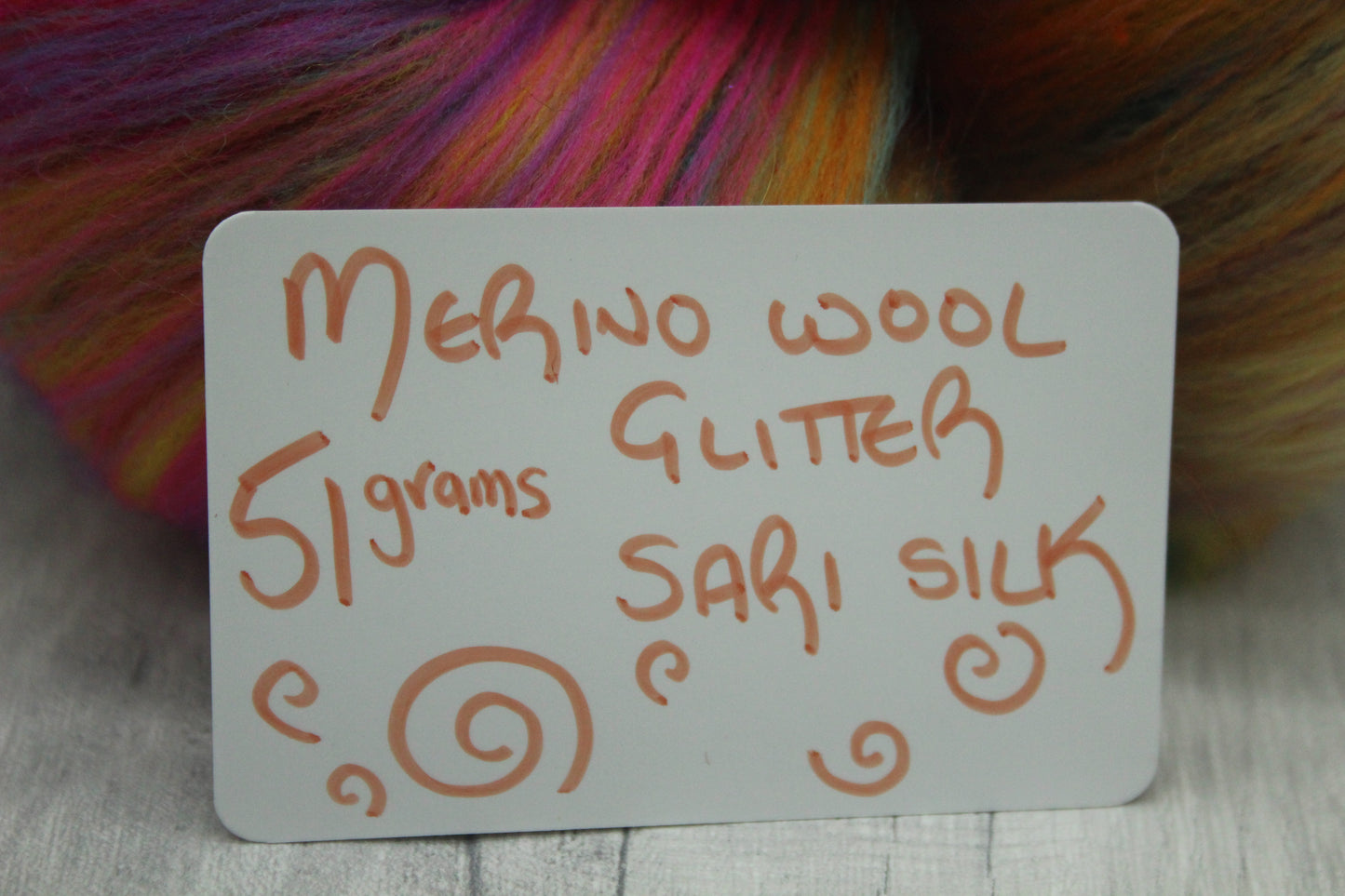 Merino Art Batt  - Blue Purple Orange Pink -  51 grams 1.7 oz - Wool for felting, spinning and weaving