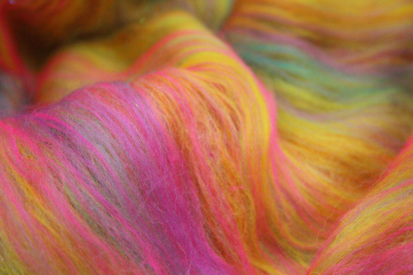 Merino Art Batt  - Blue Purple Orange Pink -  51 grams 1.7 oz - Wool for felting, spinning and weaving