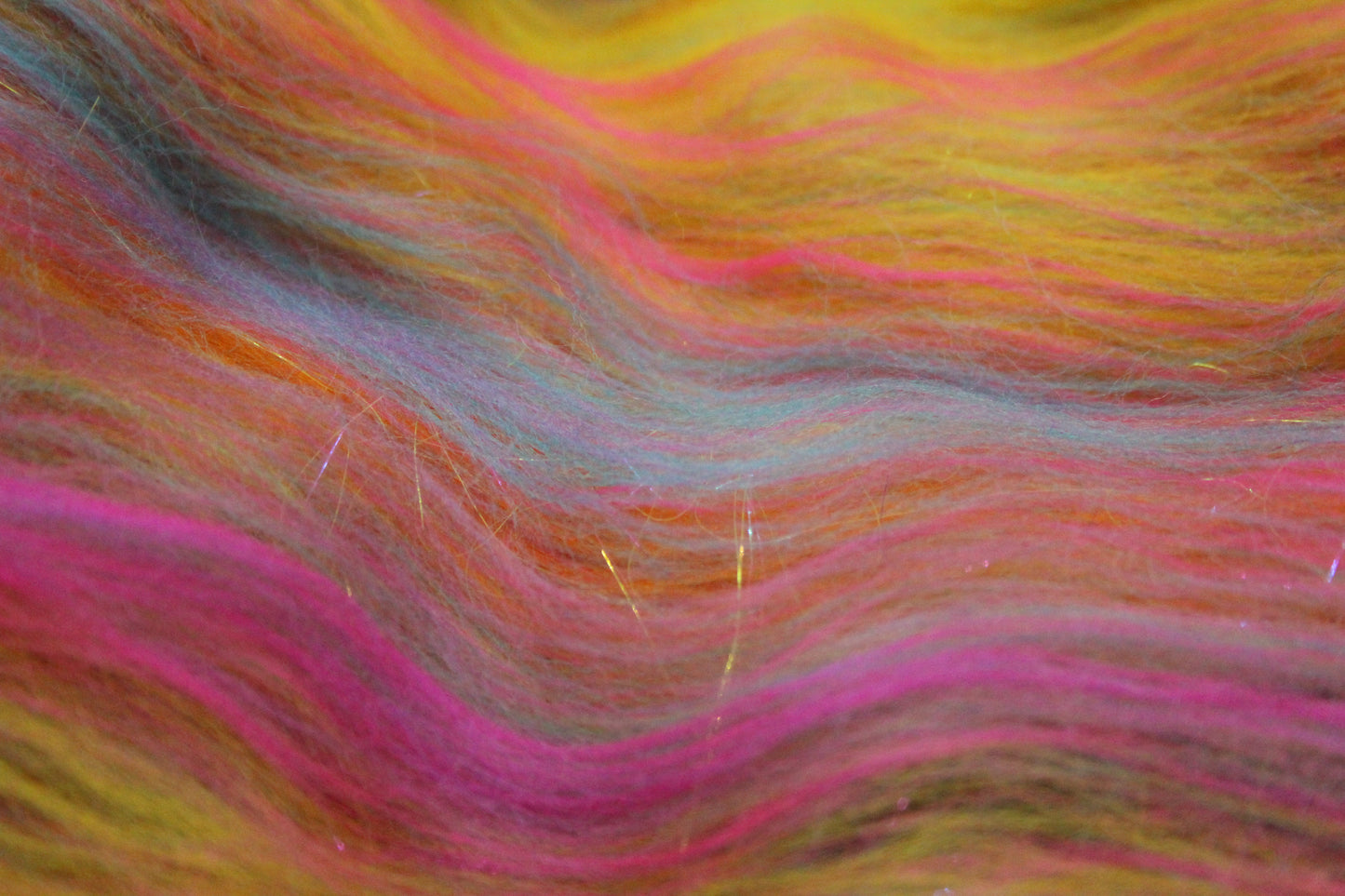 Merino Art Batt  - Blue Purple Orange Pink -  51 grams 1.7 oz - Wool for felting, spinning and weaving