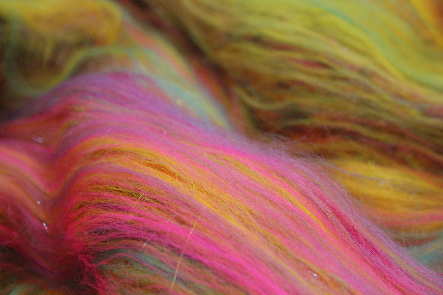 Merino Art Batt  - Blue Purple Orange Pink -  51 grams 1.7 oz - Wool for felting, spinning and weaving