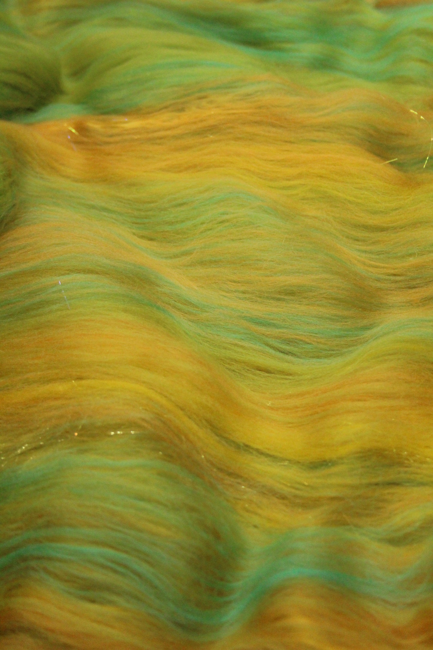 Merino Art Batt  - Yellow Green - 122 grams 4.3 oz - Wool for felting, spinning and weaving