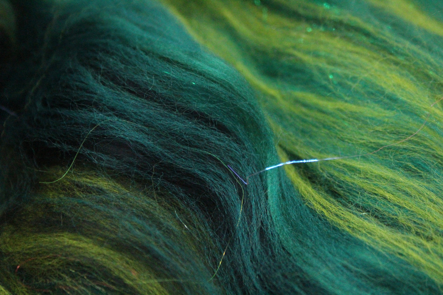 Merino Art Batt  - Green Black - 65 grams 2.2 oz - Wool for felting, spinning and weaving