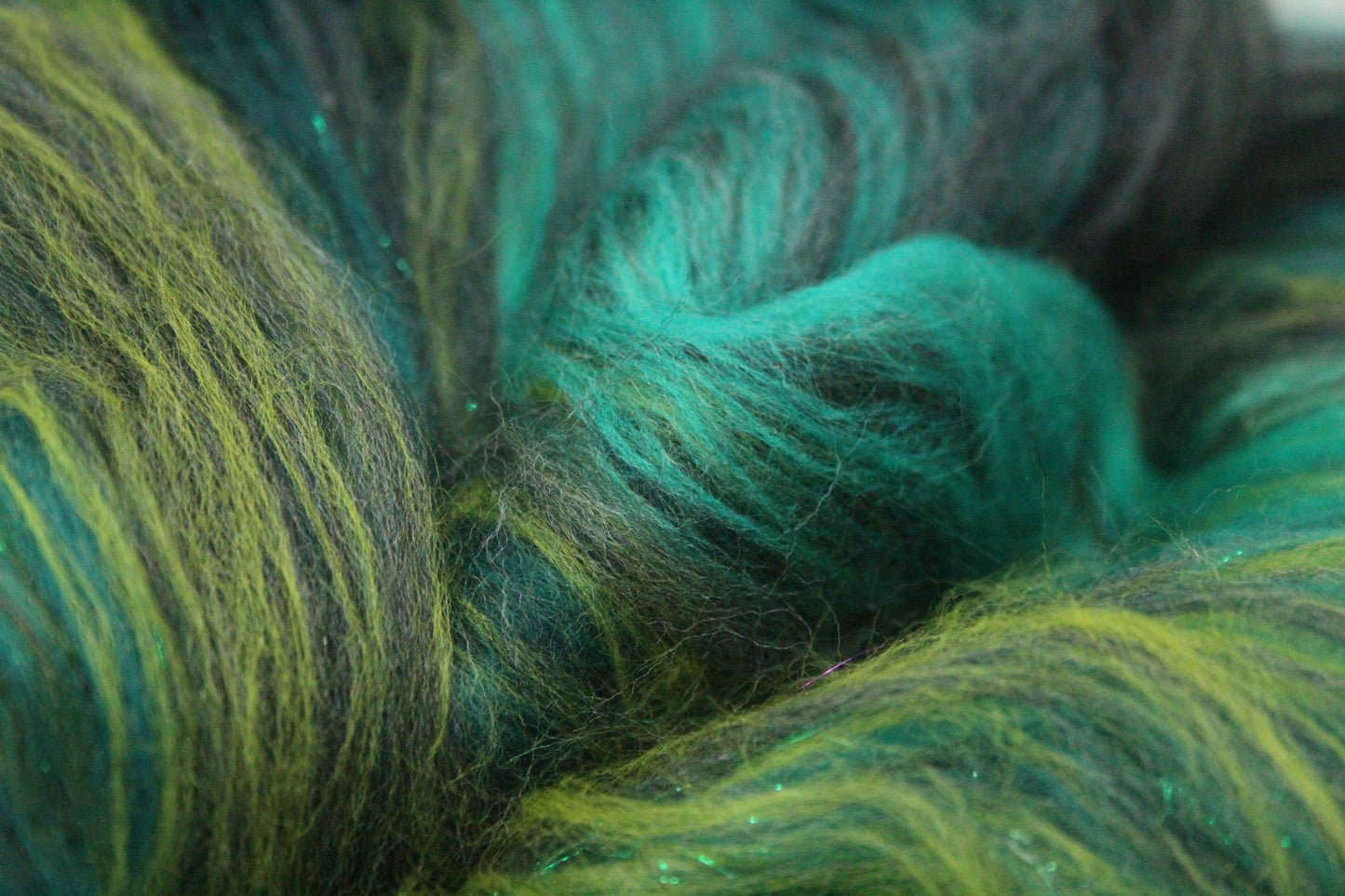 Merino Art Batt  - Green Black - 65 grams 2.2 oz - Wool for felting, spinning and weaving