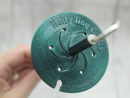 Top Whorl Spindle - (Imperfect) - Flat Pack - Glittery Green (Silver hook)