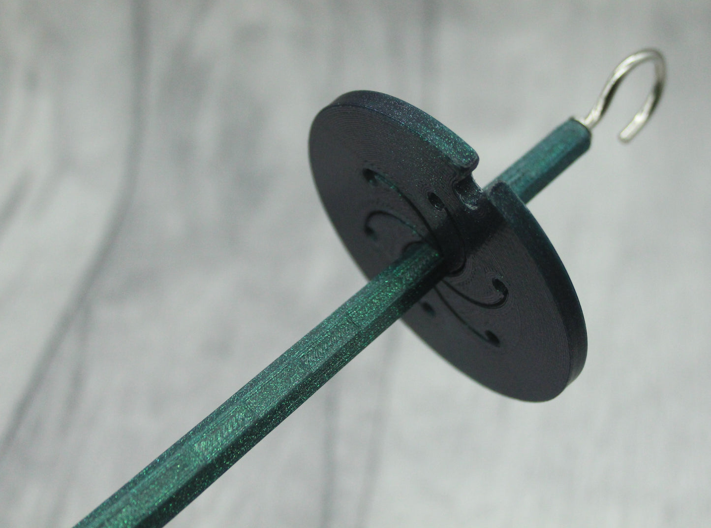 Top Whorl Spindle - (Imperfect) - Flat Pack - Glittery Green (Silver hook)