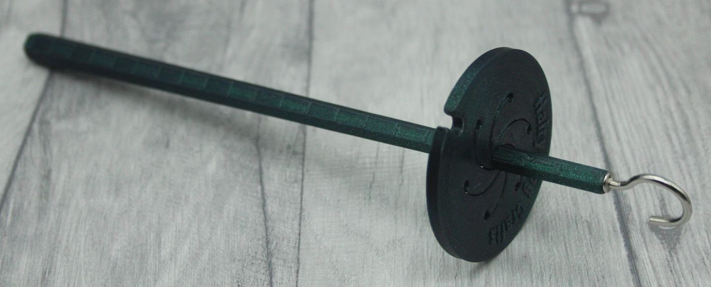 Top Whorl Spindle - (Imperfect) - Flat Pack - Glittery Green (Silver hook)