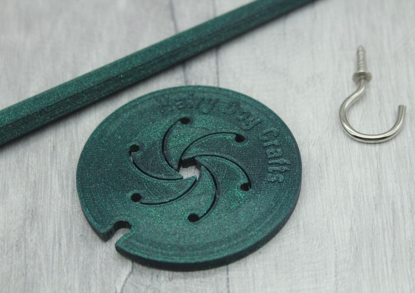 Top Whorl Spindle - (Imperfect) - Flat Pack - Glittery Green (Silver hook)