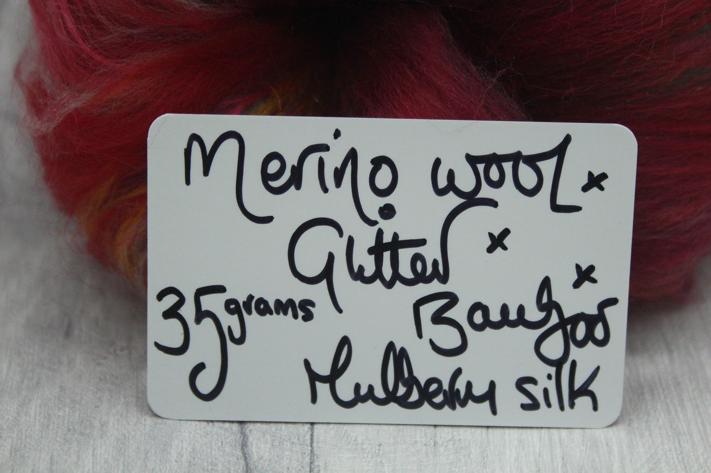 Merino Art Batt  - Red - 35 grams 1.2 oz - Wool for felting, spinning and weaving