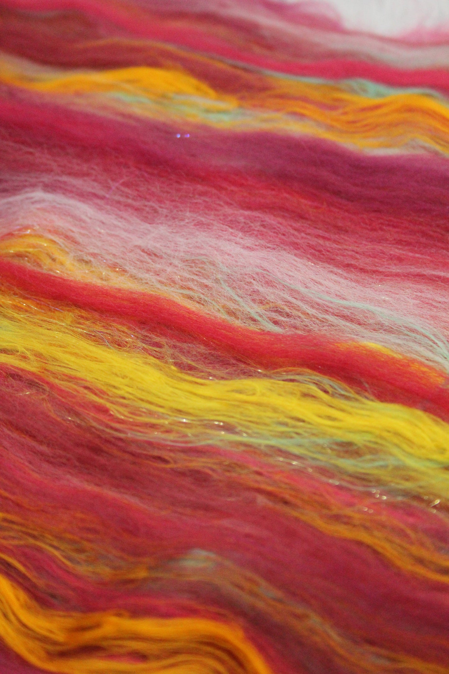 Merino Art Batt  - Red - 35 grams 1.2 oz - Wool for felting, spinning and weaving