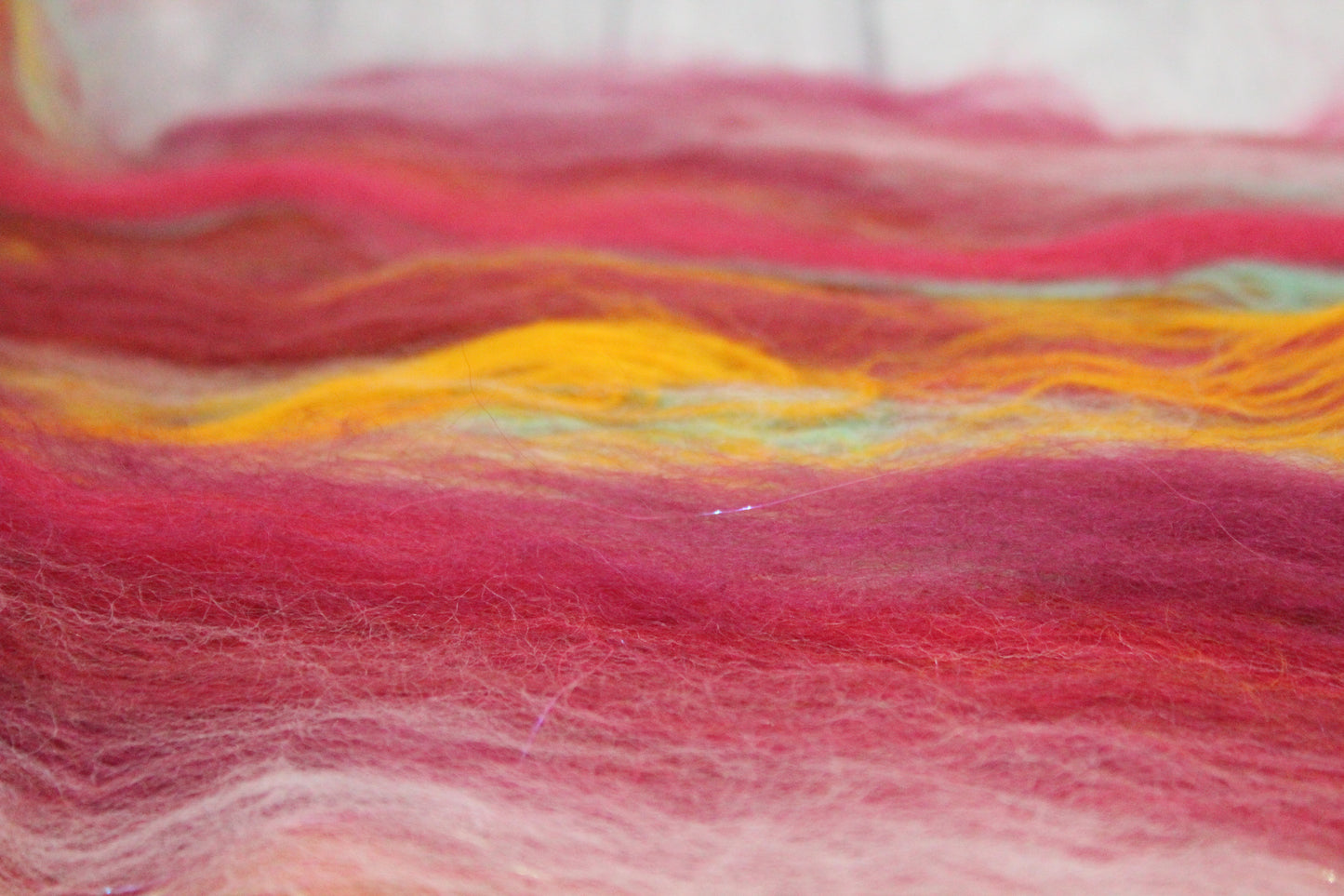 Merino Art Batt  - Red - 35 grams 1.2 oz - Wool for felting, spinning and weaving