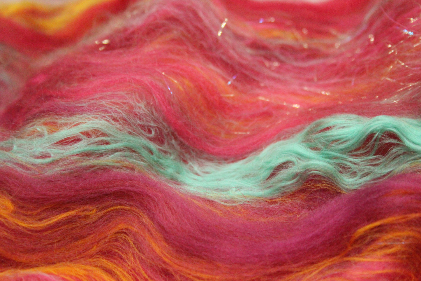 Merino Art Batt  - Red - 35 grams 1.2 oz - Wool for felting, spinning and weaving