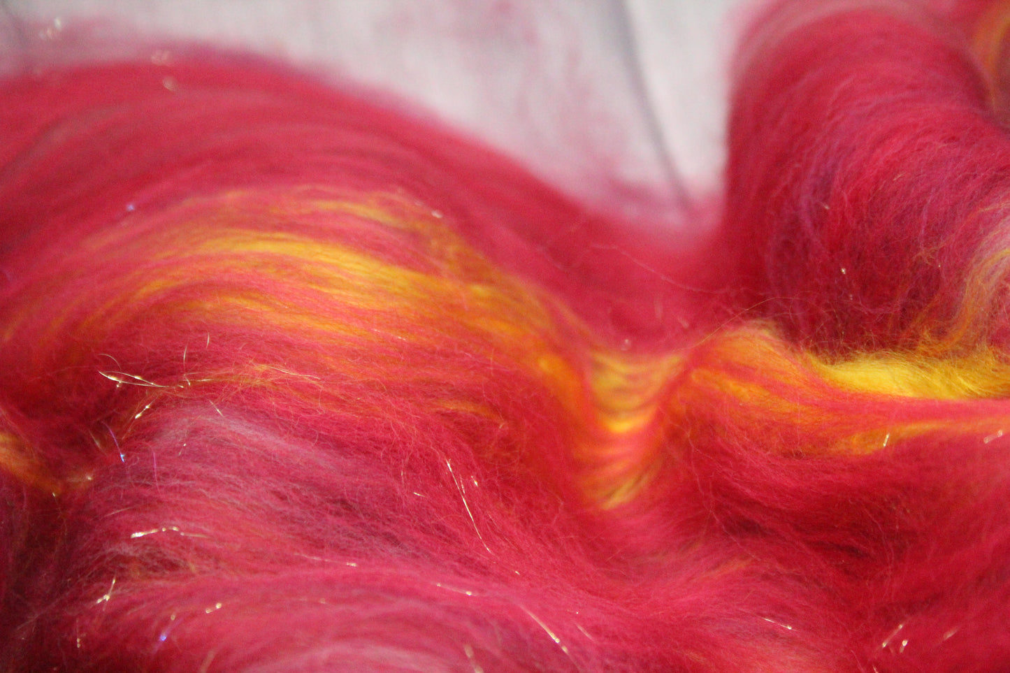 Merino Art Batt  - Red - 35 grams 1.2 oz - Wool for felting, spinning and weaving