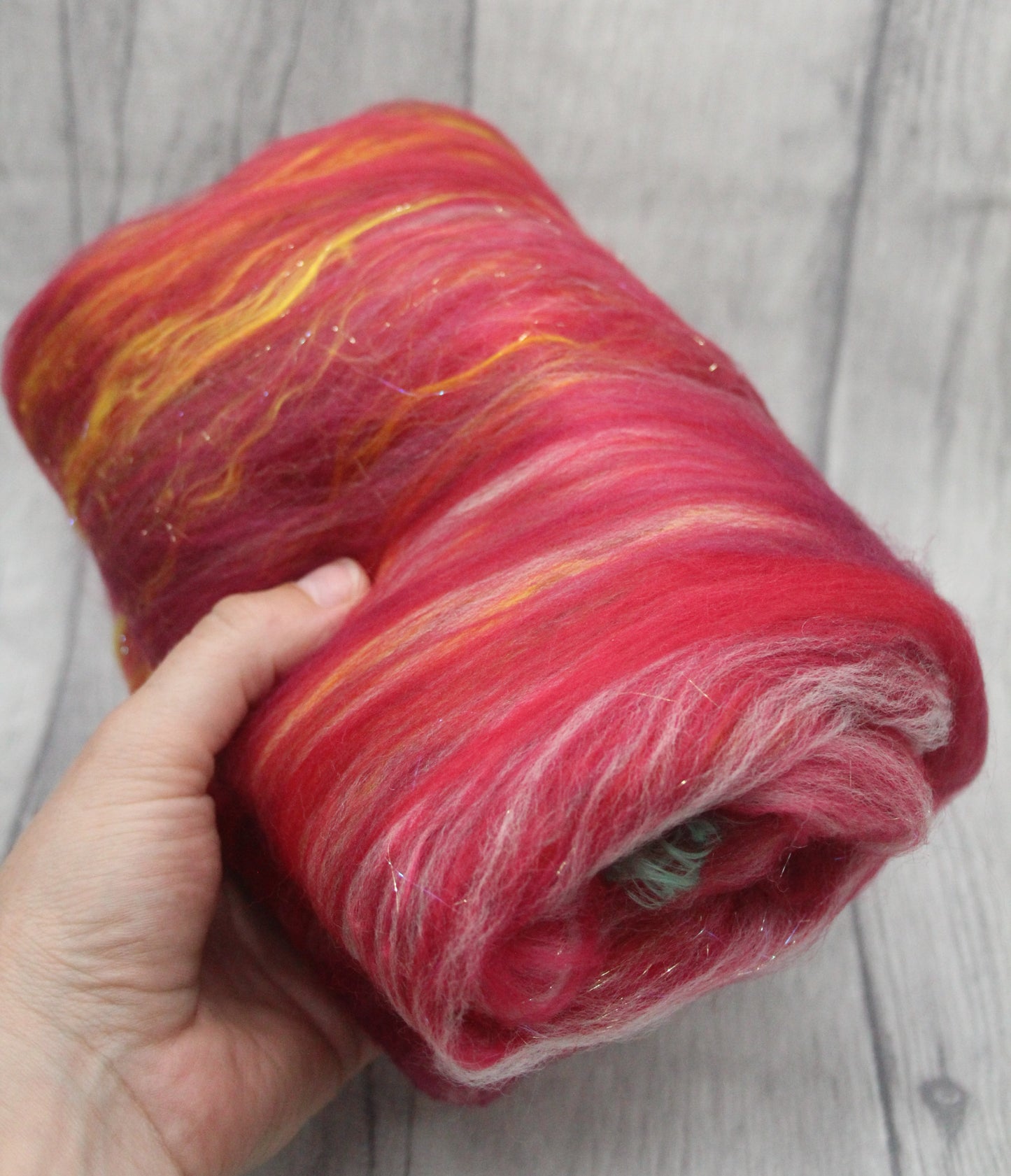 Merino Art Batt  - Red - 35 grams 1.2 oz - Wool for felting, spinning and weaving