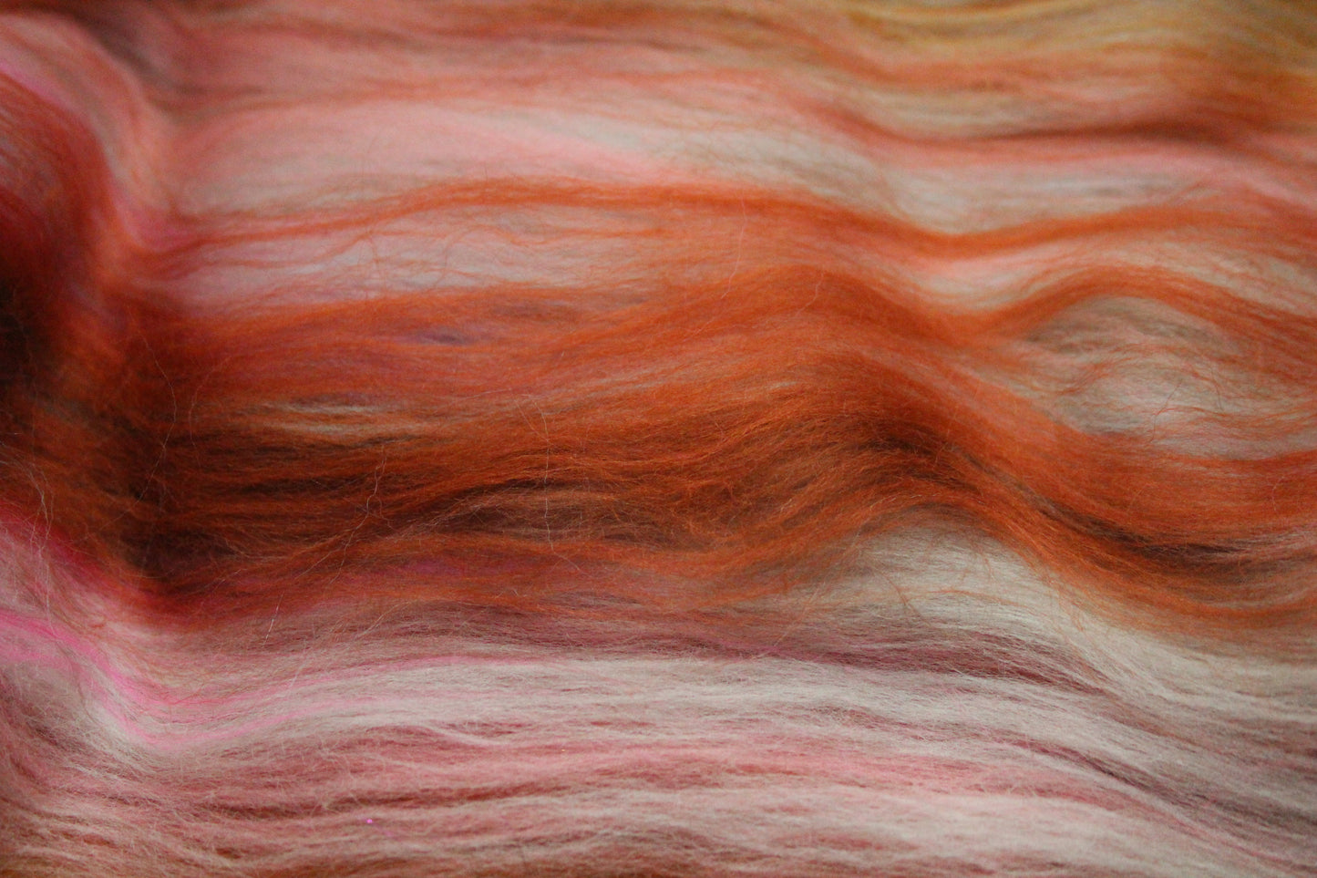Art Batt - Pink Aqua Brown Purple - 189 grams / 6.6oz - Wool for felting, spinning and weaving